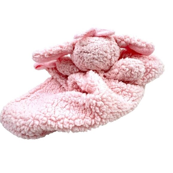 Blanket & Beyond Lovey Security Blanket Pink Sherpa Plush Pacifier Holder Baby - Picture 5 of 8